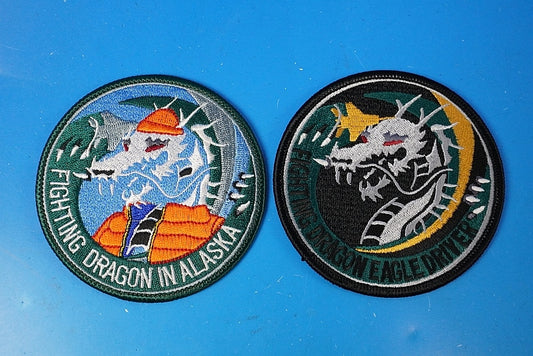 Patch JASDF Fighting Dragon Eagle Driver High Visibility Low Visibility 2 Piece Set No Velcro