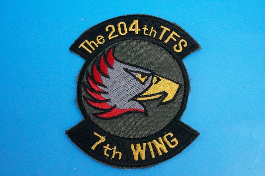 Patch JASDF 204 TFS 7th AW Eagle Head Hyakuri A.B. Low Visibility Background Green without hook and loof