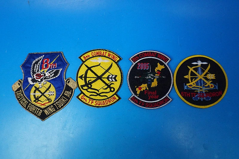 Patch JASDF Air Self-Defense Force 8th Wing 6th Squadron Tsuiki Air Base 2005 Final Year and others, 4 types, 4-piece set, with and without Velcro