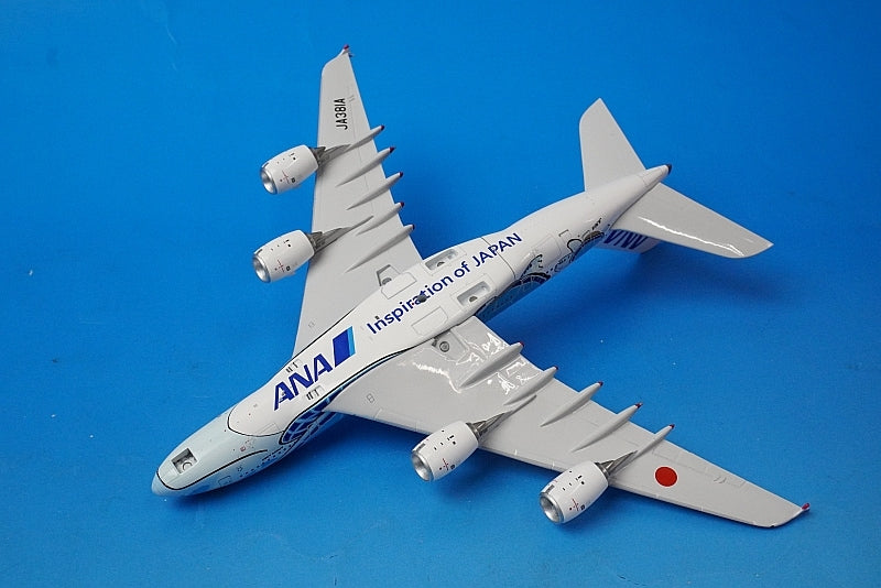1:400 Boeing A380-800 ANA FLYING HONU ANA Blue JA381A WB4031 Aviation airplane model