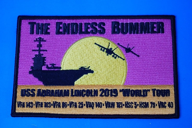 Patch USN USS Abraham Lincoln THE ENDLESS BUMMER World Tour 2019 square without hook and loop