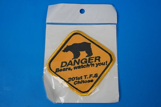 Patch JASDF 201TFS DANGER Bear watch'n you! Chitose Air Base High visibility without hook and loop