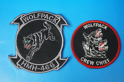 Patch USMN U.S. Marine Corps HMH-466/Marine Heavy Helicopter Squadron “Wolf Pack” 2-piece set (2 types), no Velcro