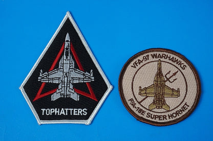 Patch USN VFA-97 Warhawks Top Hatters 2 Piece Set without hook and loop