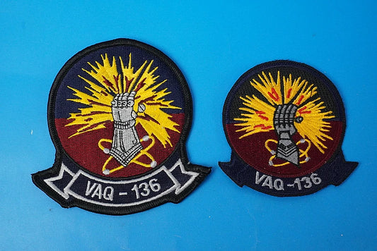 Patch USN VAQ-136/136th Electronic Combat Squadron Gauntlet High Visibility & Low Visibility Set of 2 (Large & Small) without hook and loop