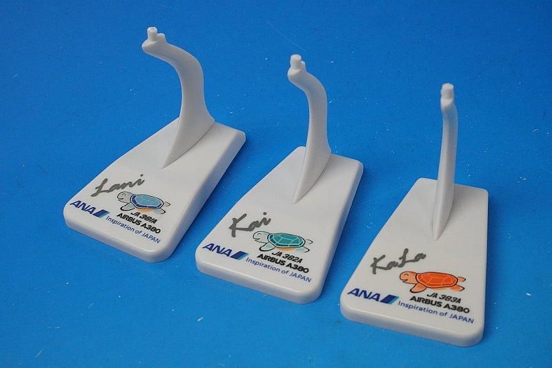 1:400 A380 ANA FLYING HONU Lani Blue JA381A Kai Green JA382A Sunset Orange JA383A Plastic Base Stand & Pillar Set of 3 Apollo Model
