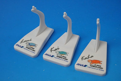 1:400 A380 ANA FLYING HONU Lani Blue JA381A Kai Green JA382A Sunset Orange JA383A Plastic Base Stand & Pillar Set of 3 Apollo Model