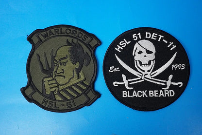 Patch US Navy HSL-51 (Light Helicopter Anti-Submarine Squadron 51) "Warlords" – Set of 2 patches (2 types) – No Velcro backing