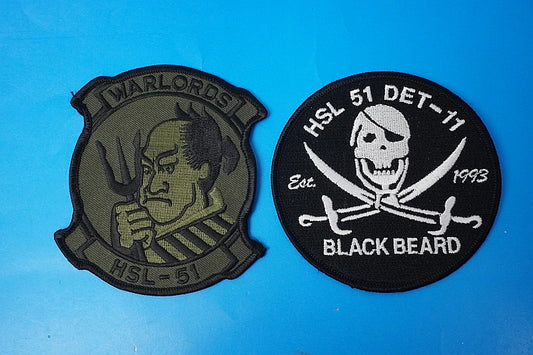 Patch US Navy HSL-51 (Light Helicopter Anti-Submarine Squadron 51) "Warlords" – Set of 2 patches (2 types) – No Velcro backing