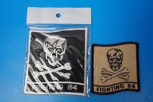 Patch USN F-14 Tomcat VF-84 Jolly Rogers Flag High and Low Visibility 2Piece Set with / without hook and loop