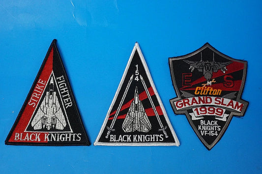 Patch USN U.S. Navy F-14 Tomcat VF-154 Black Knights Grand Slam and 3 other designs, 3-piece set, no Velcro