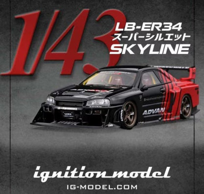MC-IG2850 ignition model LBWK Exclusive 1:43 Nissan LB-ER34 Super Silhouette SKYLINE Black/Red (LB Original Packaging)