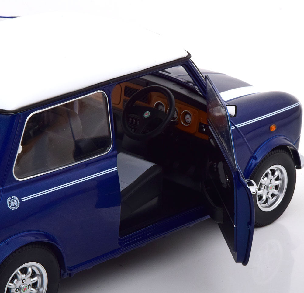 KKDC120053R KK scale 1:12 MINI COOPER 1990 Blue Metallic/White RHD