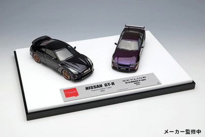 EMCOF015 MakeUp EIDOLON 1:43 GT-R 2022 & Skyline GT-R 2000 Midnight Purple 3set