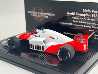 1:43 MINICHAMPS 436860001 McLaren TAG Porsche MP4/2C 1986 World Champion #1 A.Prost model car