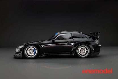 [ Pre-order ] 23A03-01A onemodel 1:18 Honda S2000 Spoon Street Cavon Bonnet Version Black with Titanium Silver Wheels
