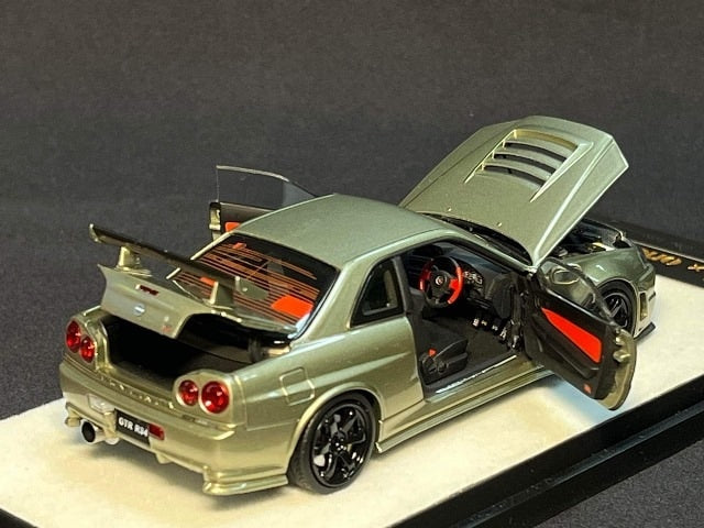 PGM-430103-1 PGM & onemodel 1:43 Nissan Skyline GT-R R34 Z-Tune fully opened and closed model Jade Green standard base