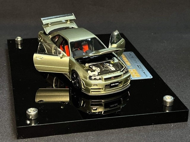 PGM-430103-2 PGM & onemodel 1:43 Nissan Skyline GT-R R34 Z-Tune fully opened and closed model Jade Green luxury version