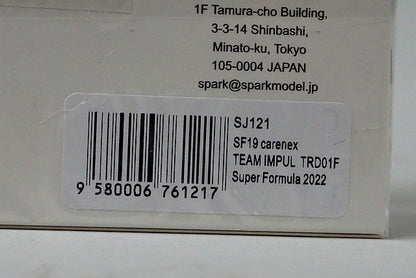 1:43 SPARK SJ121 SF19 carenex team IMPUL TRD001F Super Formula 2022 #20 Ryo Hirakawa