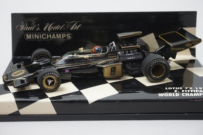 1:43 MINICHAMPS 430720008 LOTUS 72 World Champion 1972 E.Fittipaldi #8 Black x Gold