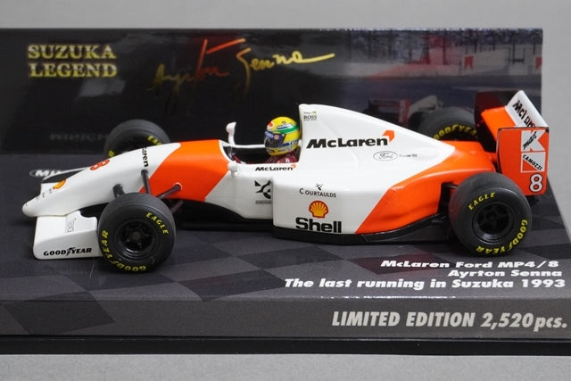 1:43 MINICHAMPS 539934308 McLaren Honda MP4/8 Suzuka 1993 Last Run #8 A.Senna