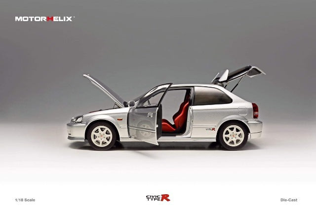 M85004 MH MOTORHELIX 1:18 Honda Civic Type R EK9-120 Later Fully Retractable Vogue Silver Metallic