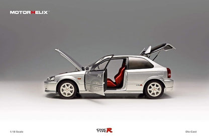 M85004 MH MOTORHELIX 1:18 Honda Civic Type R EK9-120 Later Fully Retractable Vogue Silver Metallic