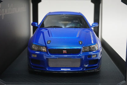 1:18 ignition model IG1472 Nissan TOP SECRET GT-R BNR34 Blue model car