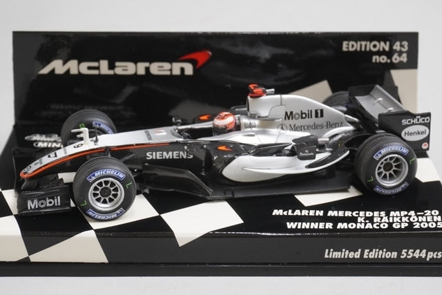 1:43 MINICHAMPS 530054319 McLaren Mercedes MP4/20 Monaco GP 2005 #9 K.Raikkonen model car