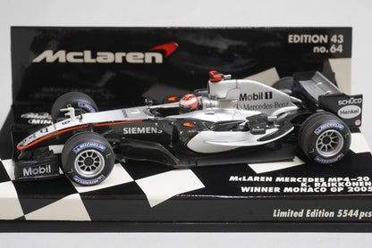 1:43 MINICHAMPS 530054319 McLaren Mercedes MP4/20 Monaco GP 2005 #9 K.Raikkonen model car