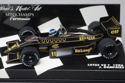 1:43 Minichamps 430860011 Lotus 98T 1986 J.Dumfries #11 JPS specification