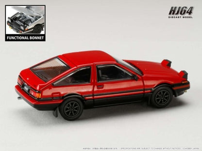 HJ641052ARB Hobby JAPAN 1:64 Toyota Sprinter Trueno GT APEX (AE86) JDM Style Red/Black