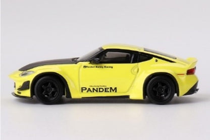 MGT00752-R TSM MINI-GT 1:64 Pandem Nissan Z Ikazuchi Yellow Right-hand drive