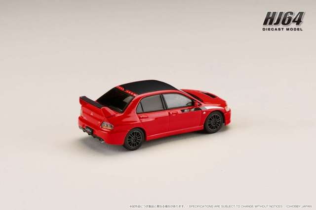 HJ647054CR Hobby JAPAN 1:64 Mitsubishi Lancer Evolution 9 MR GSR with JDM Custom Engine Display Model Red Solid