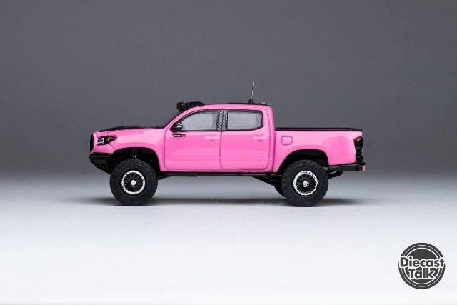 DTG0019-PINK GCD Gaincorp Products 1:64 Toyota 2.0 Tacoma TRD Pre-Runner PRO Wide Body Pink Diecasttalk