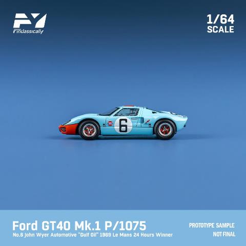 FY64020 Finclassically 1:64 Ford GT40 Mk1 P/1075 1969 Le Mans Winner #6 Gulf
