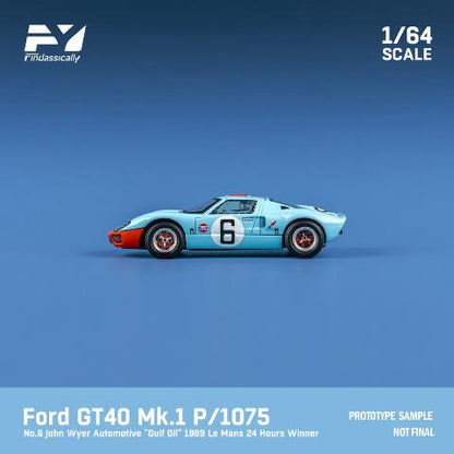 FY64020 Finclassically 1:64 Ford GT40 Mk1 P/1075 1969 Le Mans Winner #6 Gulf