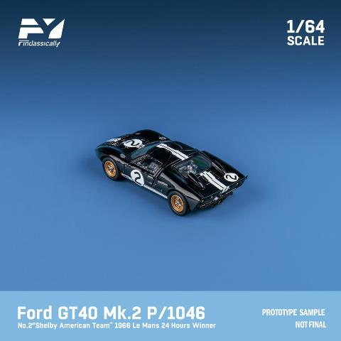 FY64022 Finclassically 1:64 Ford GT40 Mk2 P/1046 1966 Le Mans Winner #2 Black with Figure