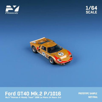 FY64026 Finclassically 1:64 Ford GT40 Mk2 P/1016 1966 Le Mans #5 Gold with figure
