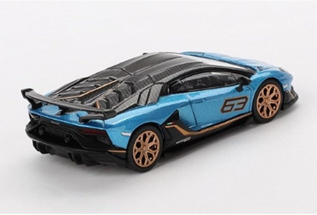 MGT00784-R TSM MINI-GT 1:64 Lamborghini Aventador SVJ 63 Blue Aegir Right-hand drive