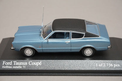 1:43 MINICHAMPS 400081320 Ford Taunus Coupe 1970 Light Blue Metallic