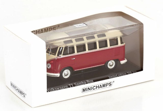 943 052303 MINICHAMPS 1:43 Volkswagen VW Bus T1 Samba 1963 red / creme