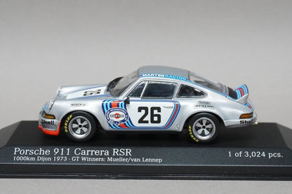 1:43 MINICHAMPS 430736926 Porsche 911 Carrera RSR MARTINI Winner 1000KM Dijon 1973 #26