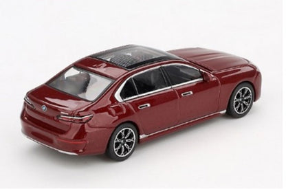 [ Back-order ] TSM MINI-GT MGT00952-BL 1:64 BMW i7 xDrive60 Avventurine LHD Blister Pack model car