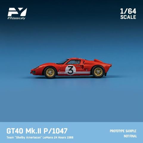 [ Pre-order ] FY64090 Finclassically 1:64 GT40 Mk.II P1047 “Shelby American” LeMans 24 Hours 1966 #3 Red