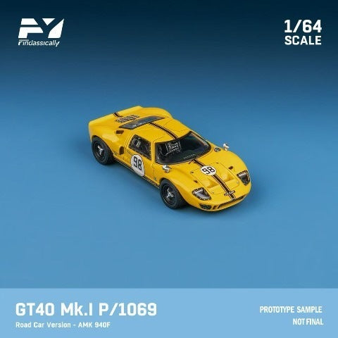 [ Pre-order ] FY64095 Finclassically 1:64 GT40 Mk.I P1069 #98 Yellow Road Car Version