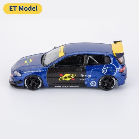 [ Pre-order ] MC640015A ET Model x MC Model Collect 1:64 Honda Pandem Civic EG6 5th Mk5 Rocket Bunny Wide-Body Modified Vehicle, Blue Yellow