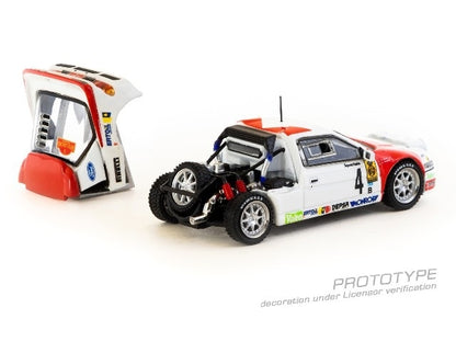 T64P-001-86RC04 Tarmac Works 1:64 Ford RS200 Rallye Catalunya 1986 Antonio Zanini / Josep Autet model car