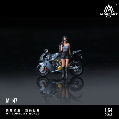 MO222147 MoreArt 1:64 KTM1190 Motorcycle with Female Figure Gray
