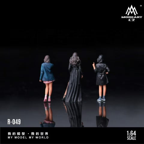 MO223049 MoreArt 1:64 WINDBREAKER AND PRETTY GIRL DOLL SET - Set of 3 Cute Girls in Long Coats and Jackets